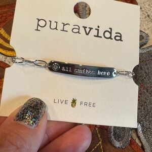 Pura Vida “All Smiles Here” Silver Slider Bracelet